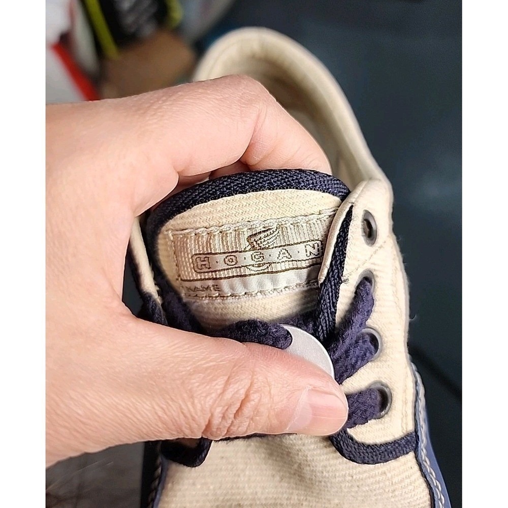 Hogan Ema Sneakers Women 7.5 Canvas Leather Luxury Italian Designer Classic - Picture 9 of 11